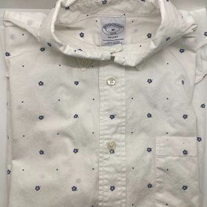 Brooks Brothers Regent-Fit White Shirt with small Flowers (Medium)